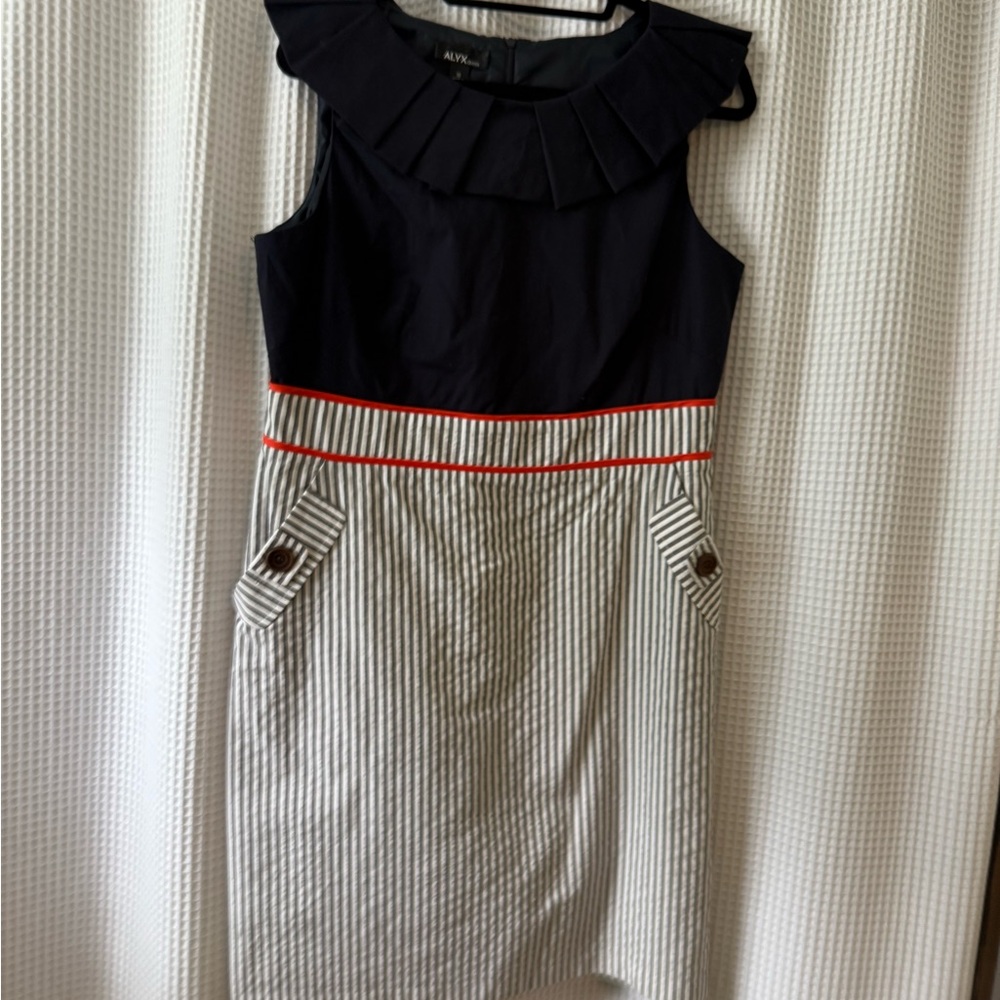Stylish Navy and White Striped Women’s Dress